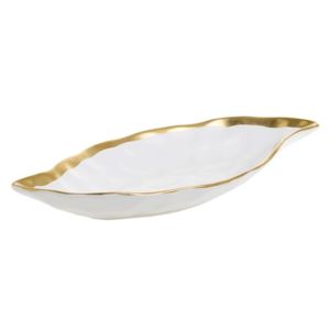 Leafy fehér porcelán kínáló tálka, 26,5 x 13,5 cm - InArt