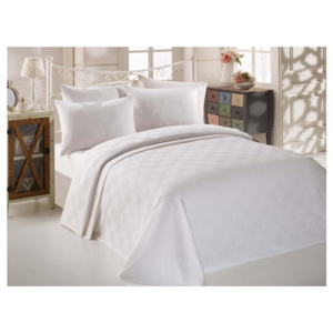 Turro Puro fehér pamut ágytakaró, lepedő és 2 párnahuzat szett franciaágyra, 200 x 235 cm