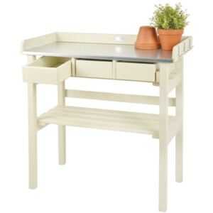 Farma fehér asztal borovi fenyőfából, virágok átültetéséhez - Esschert Design