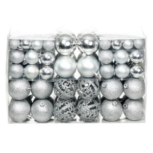 VidaXL 100 darabos ezüstszínű karácsonyi gömb készlet 6 cm