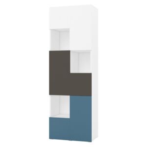 Polcos szekrény NVBG8 Fehér + szürke + kék