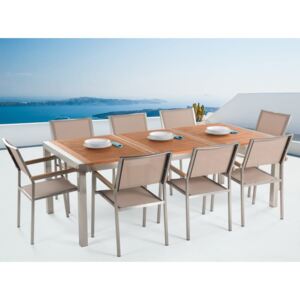 Beliani Modern kerti bútor szett mahagónifa lapos 220x100 cm nagy asztallal és
