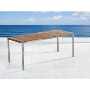 Beliani Kerti bútor, Étkezőasztal 200 x 90 cm, Teakfa-acél bútor, VIAREGGIO