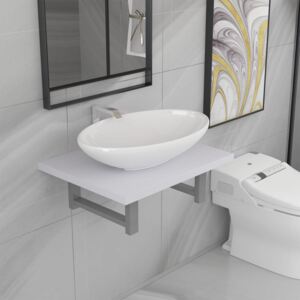 VidaXL 2-részes fehér kerámia fürdőszobai bútorszett