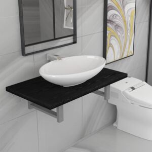 VidaXL 2-részes fekete kerámia fürdőszobai bútorszett