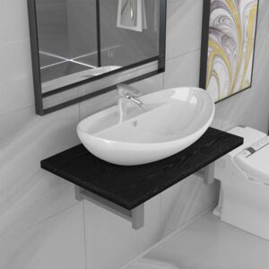 VidaXL 2-részes fekete kerámia fürdőszobai bútorszett