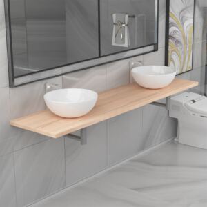 VidaXL 3-részes tölgy-színű kerámia fürdőszobai bútorszett