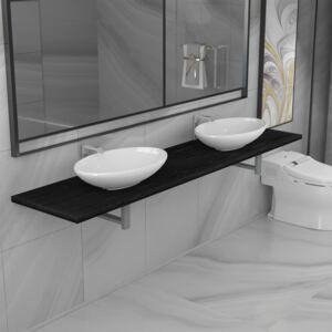 VidaXL 3-részes fekete kerámia fürdőszobai bútorszett