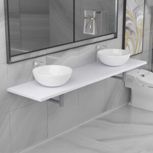 VidaXL 3-részes fehér kerámia fürdőszobai bútorszett