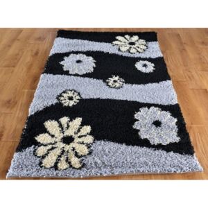 Shaggy szürke szőnyeg virágokkal Szélesség: 200 cm | Hossz: 290 cm