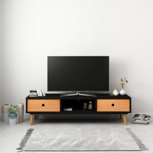 VidaXL fekete tömör fenyőfa TV-szekrény 120 x 35 x 35 cm
