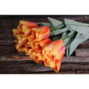 Narancssárga mű tulipán levelekkel 67cm