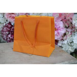 Narancssárga textil ajándéktáska 14,5cm
