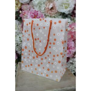 Narancssárga virágos ajándéktáska 25cm