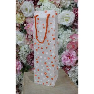 Narancssárga virágos ajándéktáska 36cm
