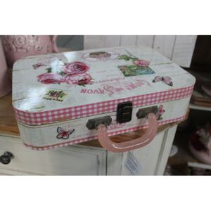 Fehér és rózsaszín retro koffer 35cm