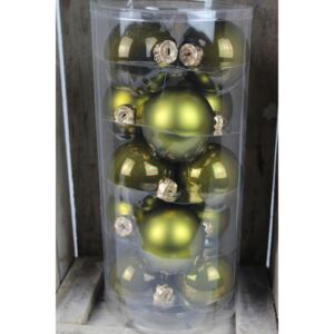 Oliva színű karácsonyi üveggömbök 8cm