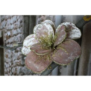 Rózsaszín és arany bársonyvirág csipeszen 11cm