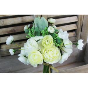 Krémszínű mű ázsiai boglárka csokor 28cm