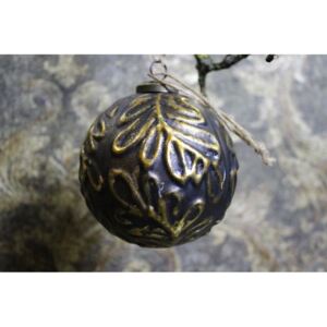 Arany és fekete mintás karácsonyi gömbök 4db 10cm