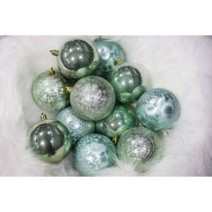 Tiffany-kék karácsonyi műgömbök 8cm 12db