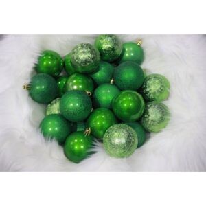 Zöld műanyag karácsonyfa gömb 6cm 30db