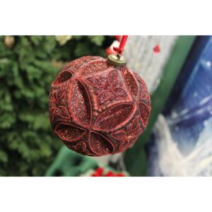 Bordómintás karácsonyi gömbök csillámmal 15cm