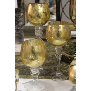Arany üveg gyertyatartó poharak 3-db