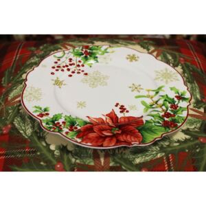 Piros és zöld karácsonyi desszertes tányér 20cm