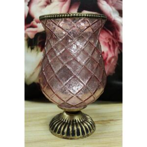 Rózsaszín csésze alakú rusztikus gyertyatartó 22cm