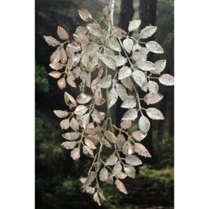 Pezsgő színű csillogó dekor ág, levelekkel 80cm