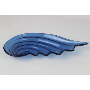 Kék kagyló alakú üvegtálca