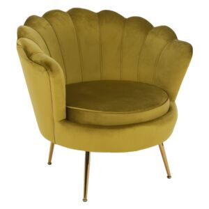 Tempo Kondela Fotel Art-deco stílusban, mustár színű Velvet anyag/gold chróm-arany, NOBLIN