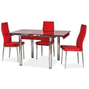 GD-082 Piros Étkezőasztal Bővíthető: 80-131cm
