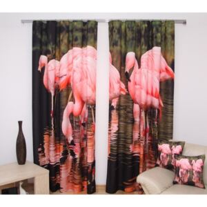 Kész drapériák flamingó mintával Szélesség: 160 cm | Hossz: 250 cm (2 darabos készletben)