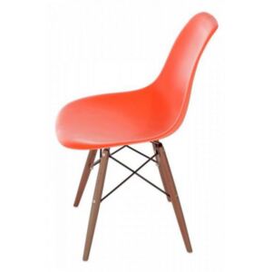 P016W PP szék fa lábakkal narancssárga-sötétebb lábakkal