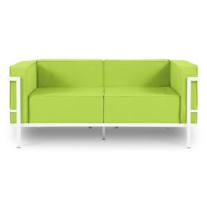 Cannes lime zöld kétszemélyes kültéri kanapé fehér kerettel - Calme Jardin