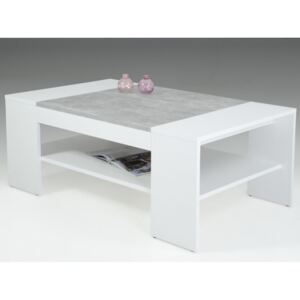 OLIVER Laminált fehér - beton dohányzó asztal 111x67cm