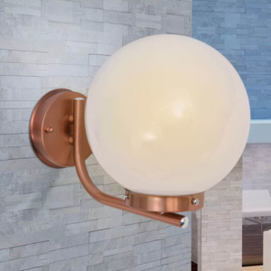 Gömb alakú rozsdamentes acél kültéri fali lámpa réz színű