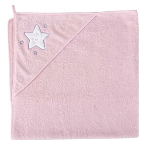 Ceba Baby kapucnis fürdőlepedő 100*100cm Smiley Star pink