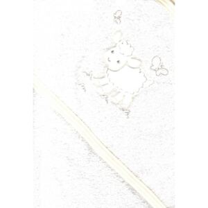 Trimex kapucnis,frottír fürdőlepedő 70*80 cm - fehér/beige bárány