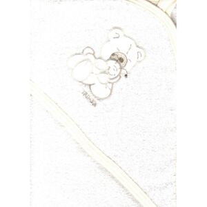Trimex kapucnis,frottír fürdőlepedő 70*80 cm - fehér/beige maci