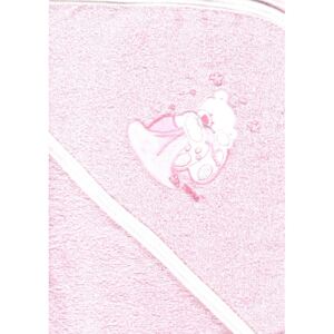 Trimex kapucnis,frottír fürdőlepedő 70*80 cm - rózsaszín maci