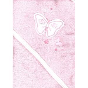 Trimex kapucnis,frottír fürdőlepedő 70*80 cm - rózsaszín pillangó