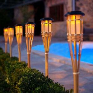 Lángokat imitáló szolár led lámpa, bambusz