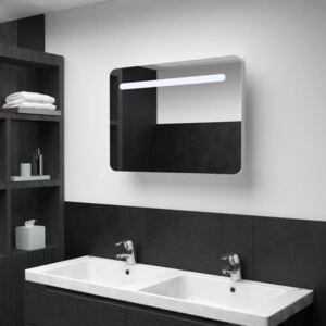 Tükrös fürdőszobaszekrény LED világítással 80 x 11 x 55 cm