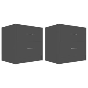VidaXL 2 db magasfényű fekete forgácslap éjjeliszekrény 40x30x40 cm