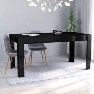 VidaXL magasfényű fekete forgácslap étkezőasztal 160 x 80 x 76 cm