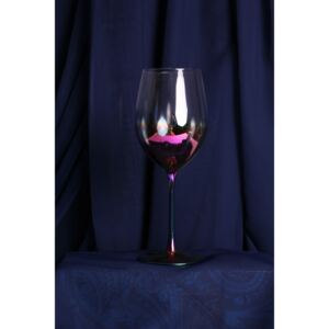 Fehér boros pohár szivárvány mintás 500ml (á. 7cm, m. 23cm) - modern stílusú