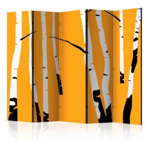 Paraván - Birches on the orange background 225x172 cm